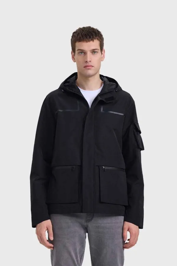 Chaqueta hombre full zipper negro