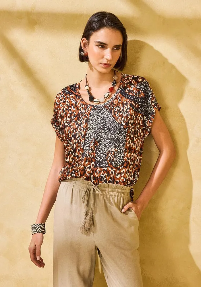 Polera Manga Caída, Estampado y Liso