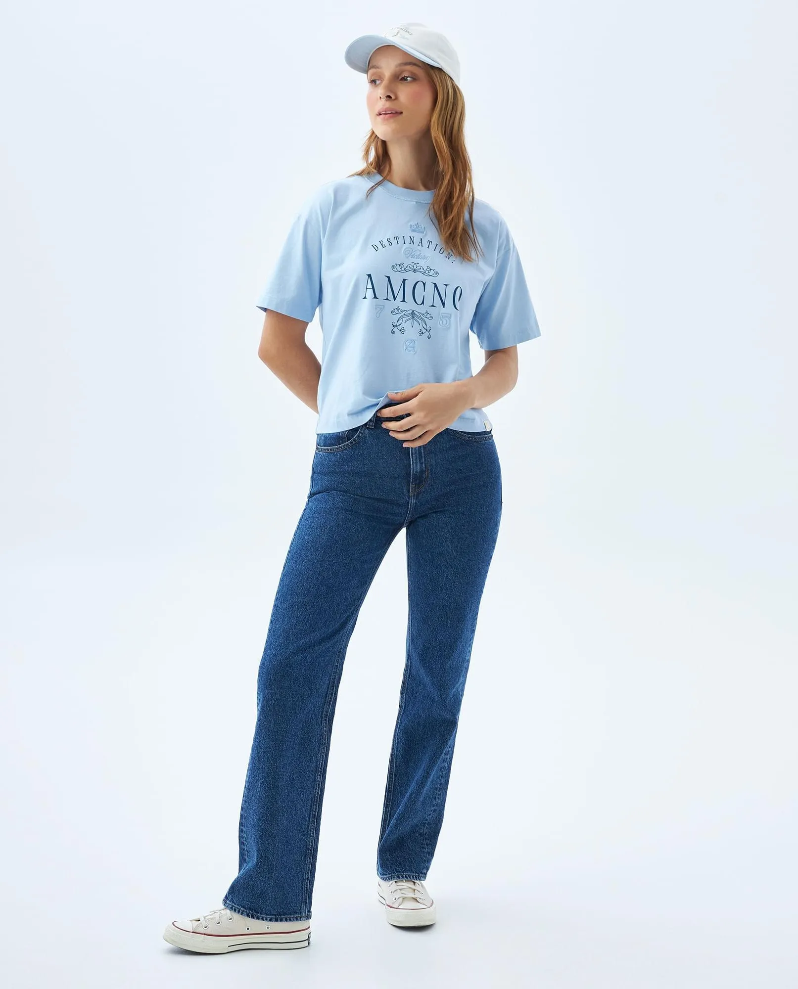 Jean Straight tiro alto para mujer