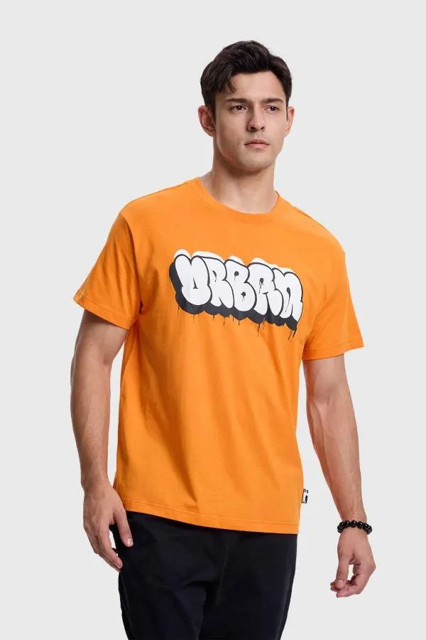 Polera hombre grafiti naranjo