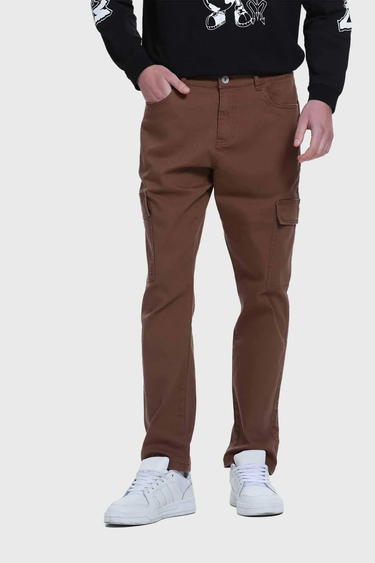 Jeans Hombre Slim Cargo Café