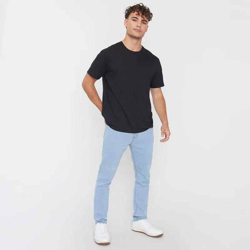 Jeans Hombre Skinny Fit Spandex Color Azul Claro