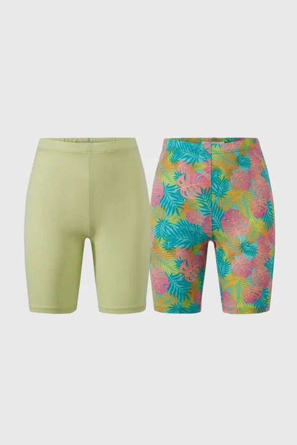 Calza niÑa corta full print verde claro