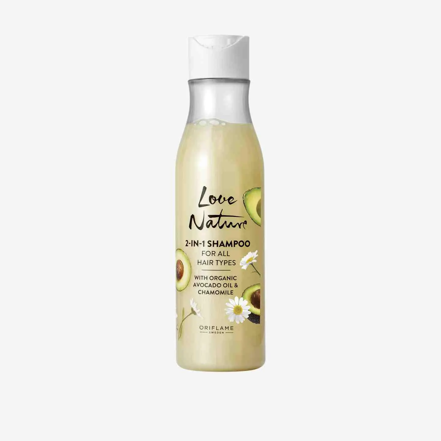 Shampoo 2 en 1 para Todo Tipo de Cabello con Aceite de Aguacate y Manzanilla Orgánicos Love Nature