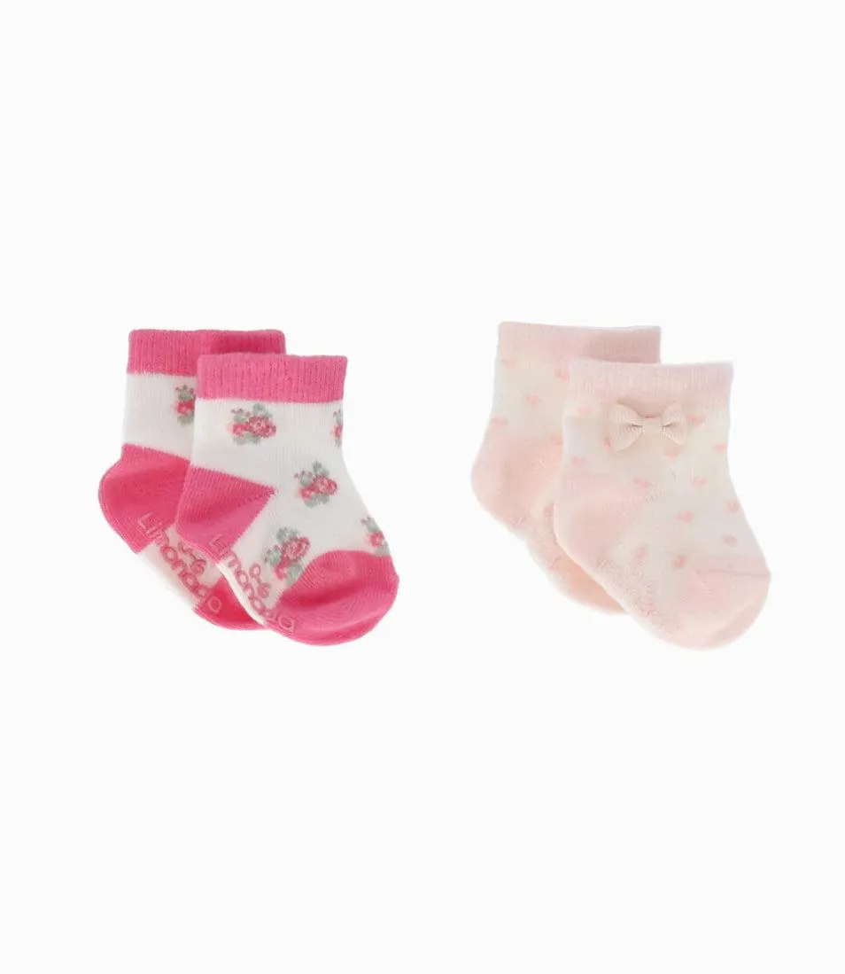 Pack Calcetín Recién Nacida Con Flores Y Corazones