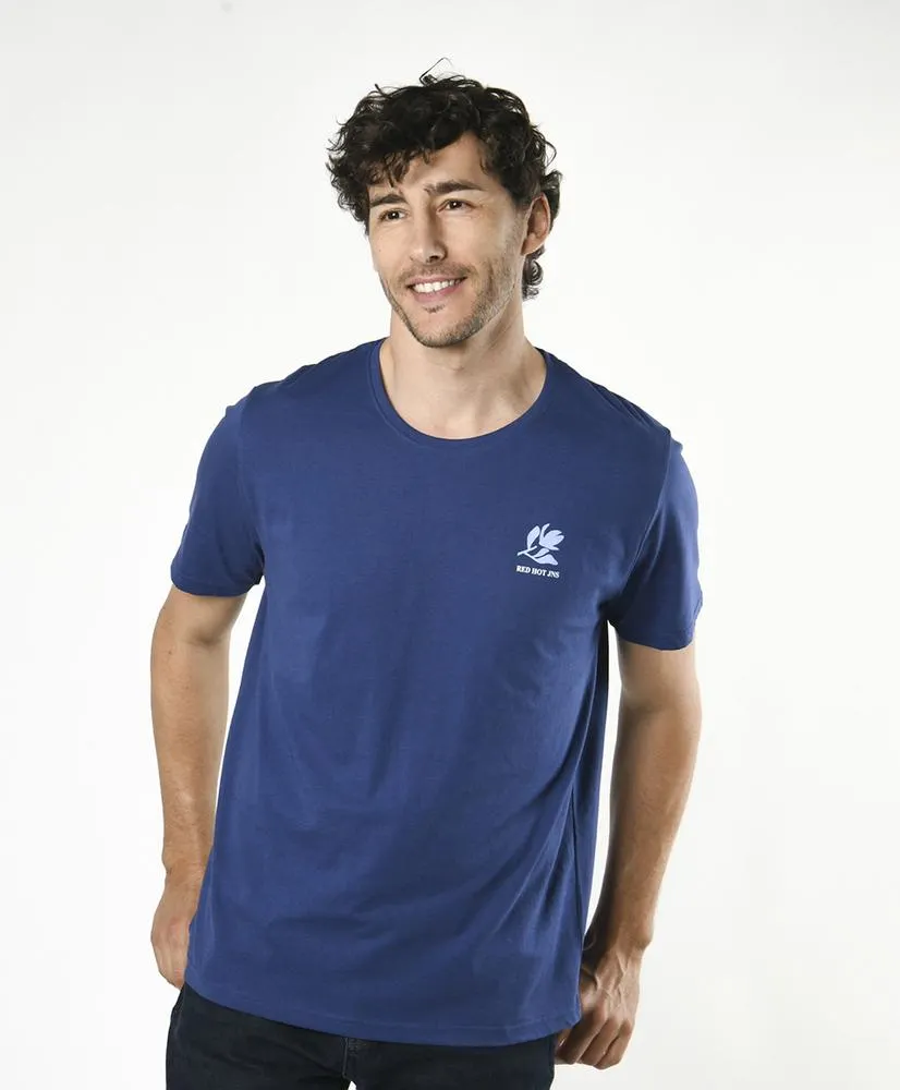 Polera hombre doble estampado floreado