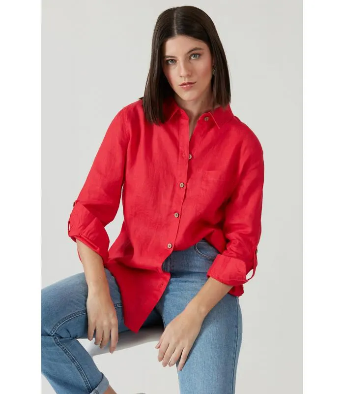 Blusa de lino roja