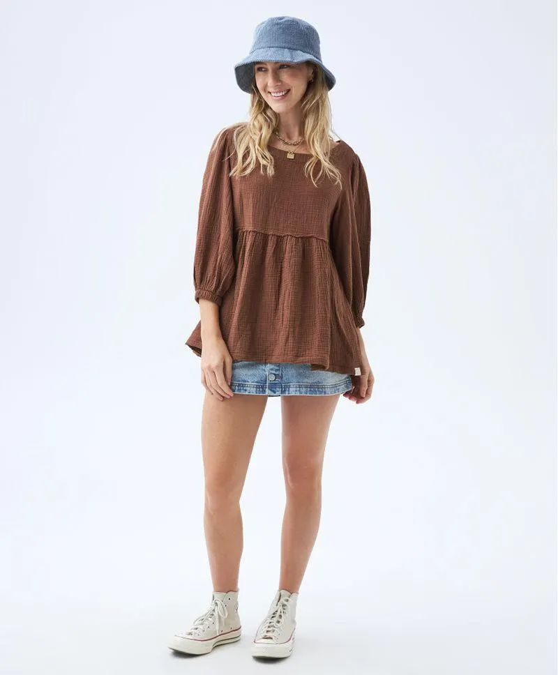 Camisa manga con volumen para mujer