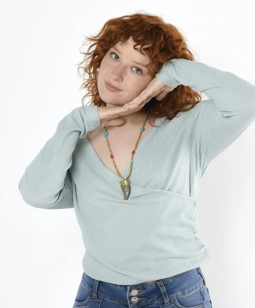 Polera mujer jacquard cruzada