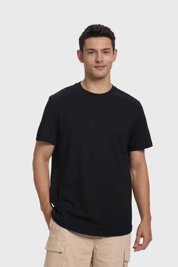Polera hombre long fit bÁsica negro fsp