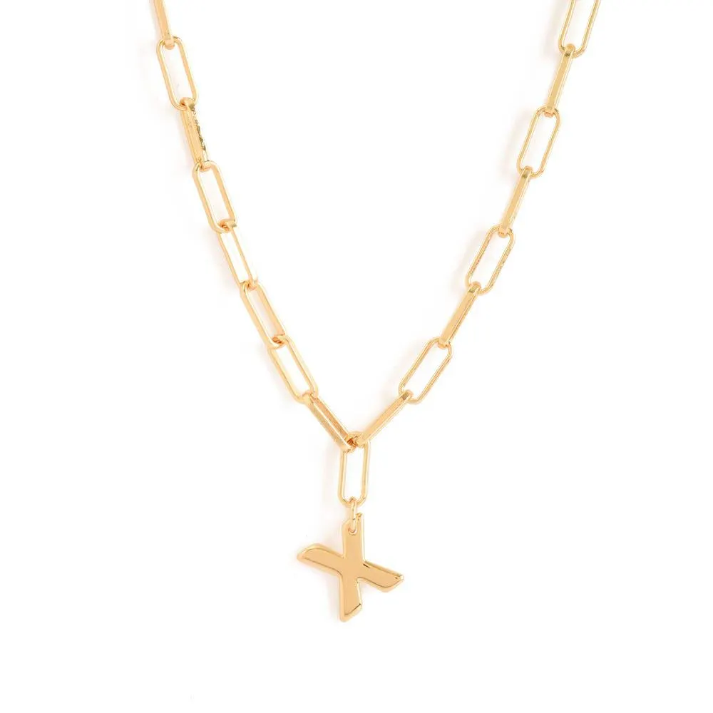 Initial collar inicial x ajustable dorado