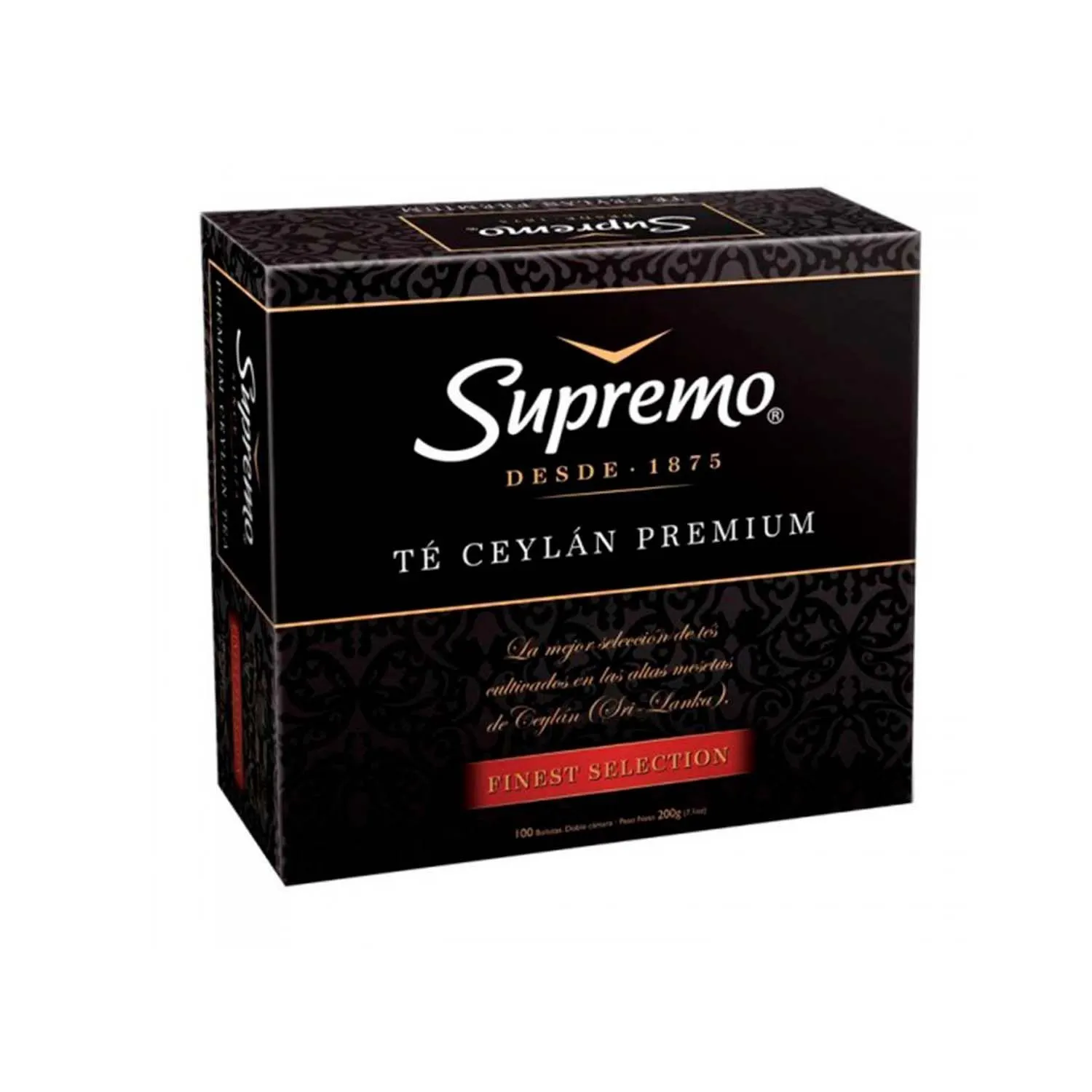Té Negro Supremo Ceylán Premium, 100 Bolsitas.