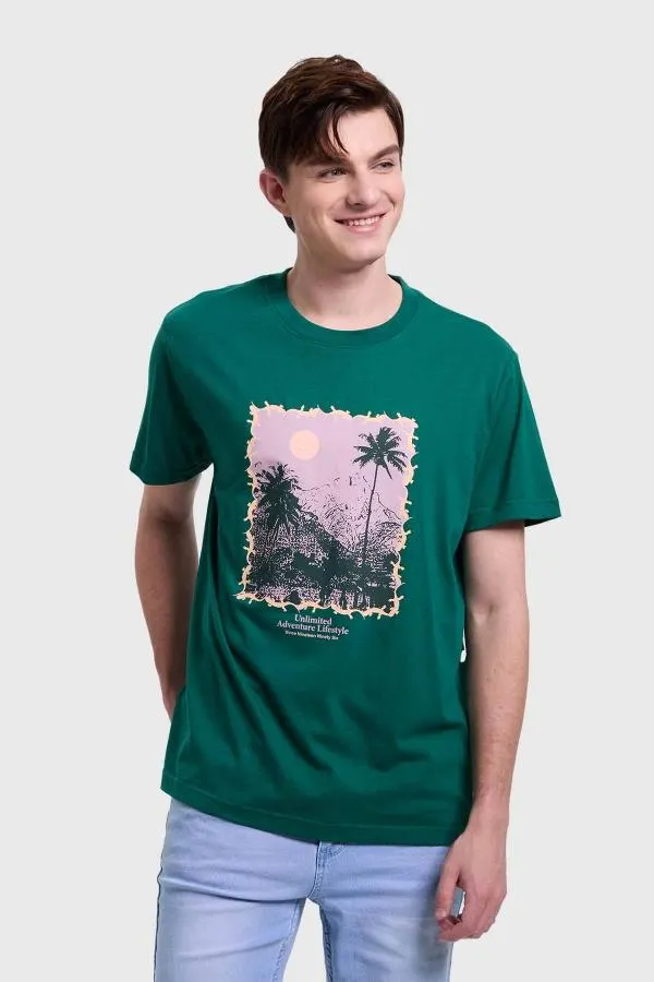 Polera hombre print verde iv