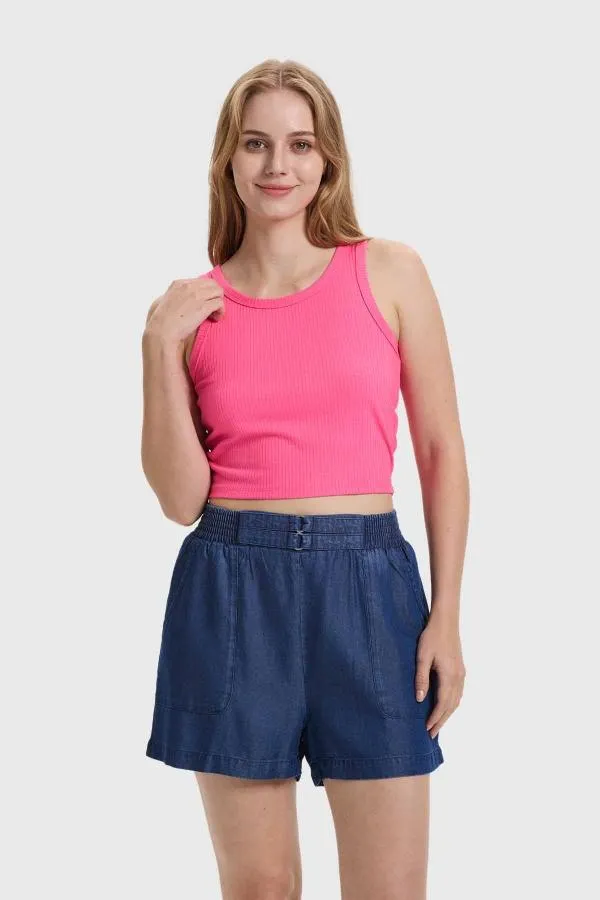 Polera mujer sudadera fucsia fluor