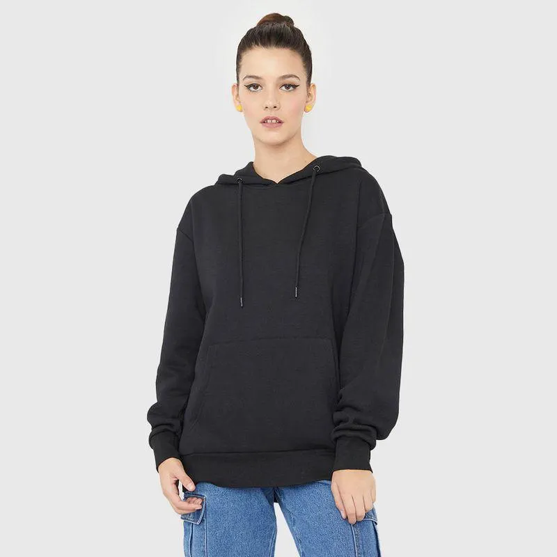 Polerón Mujer Hoodie Canguro Negro