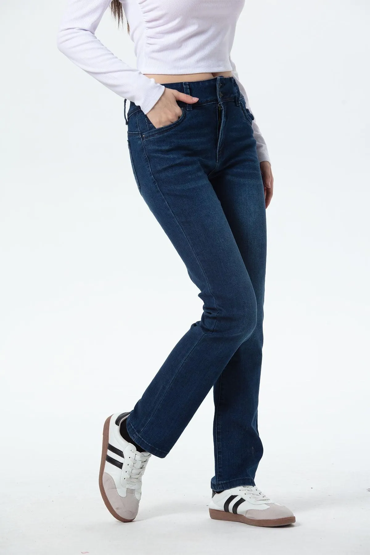 Jeans Mujer Flo Calce Recto Azul Oscuro