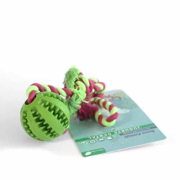 Juguete Cuerda con Pelota dientes Verde