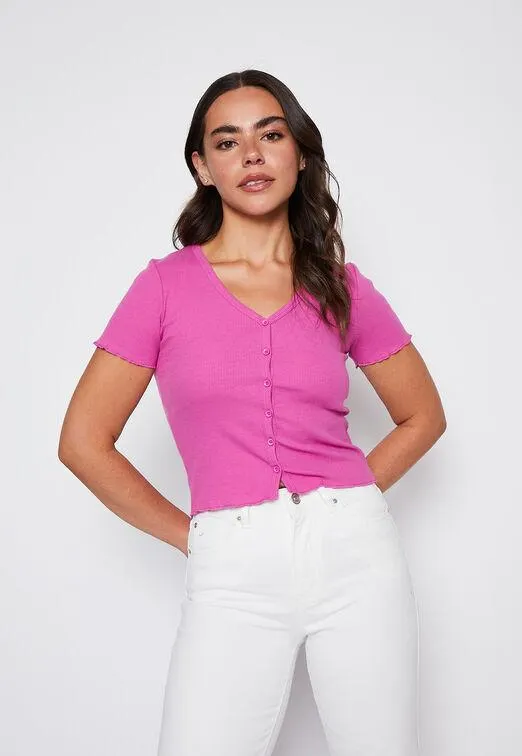 Polera Mujer Fucsia Botones Family Shop