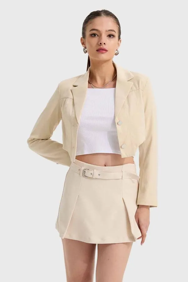 Blazer mujer tipo corset beige claro