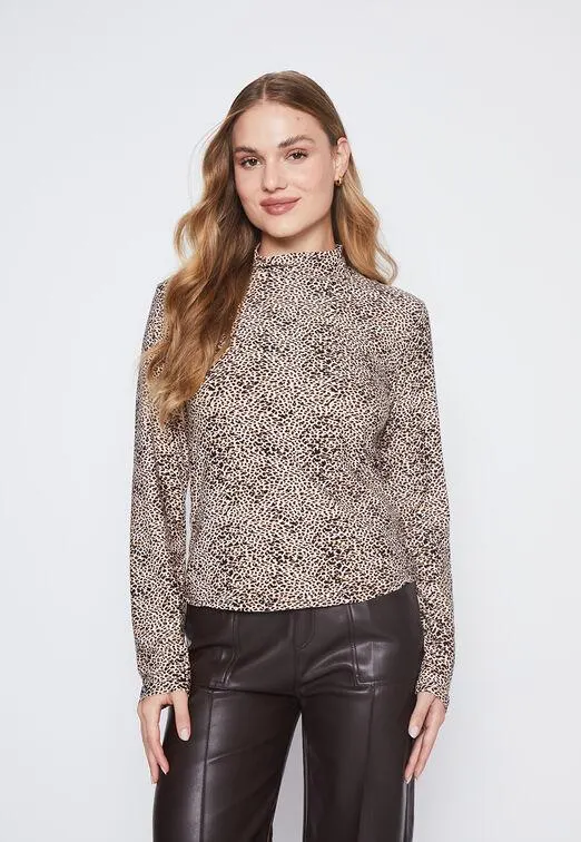 Polera Mujer Cafe Cuello Alto Family Shop