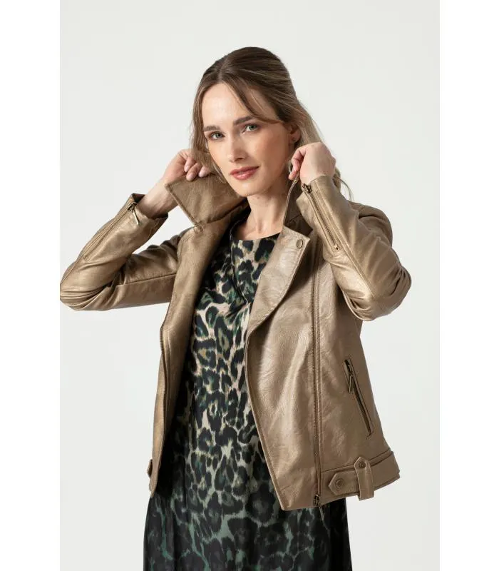 Chaqueta de ecocuero oro