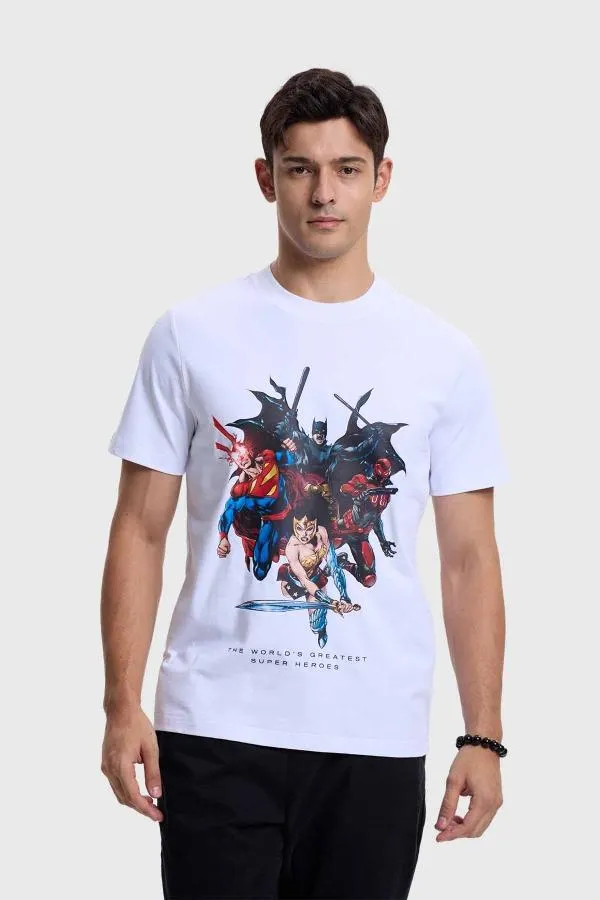 Polera hombre liga de la justicia blanco