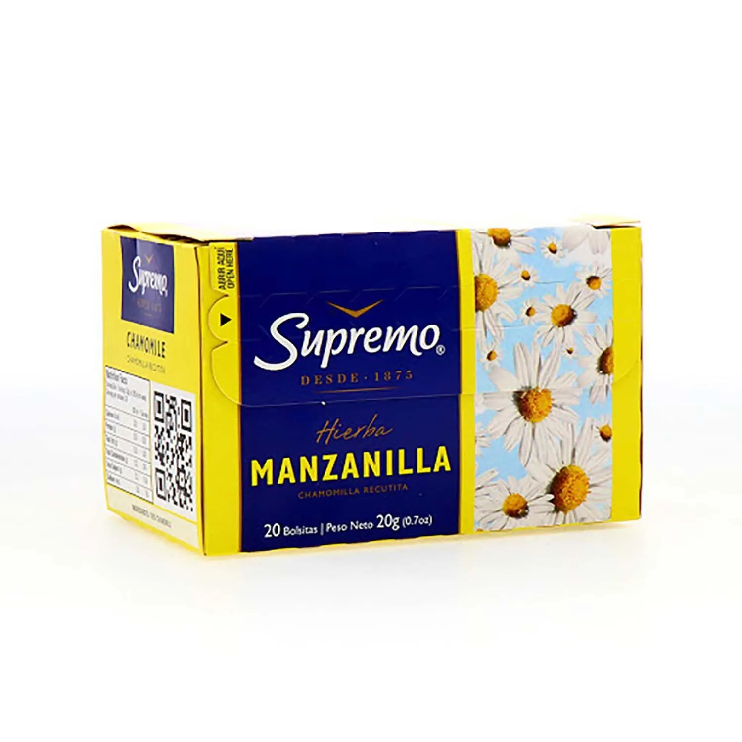 Infusión de Manzanilla Té Supremo, 20 Bolsitas.