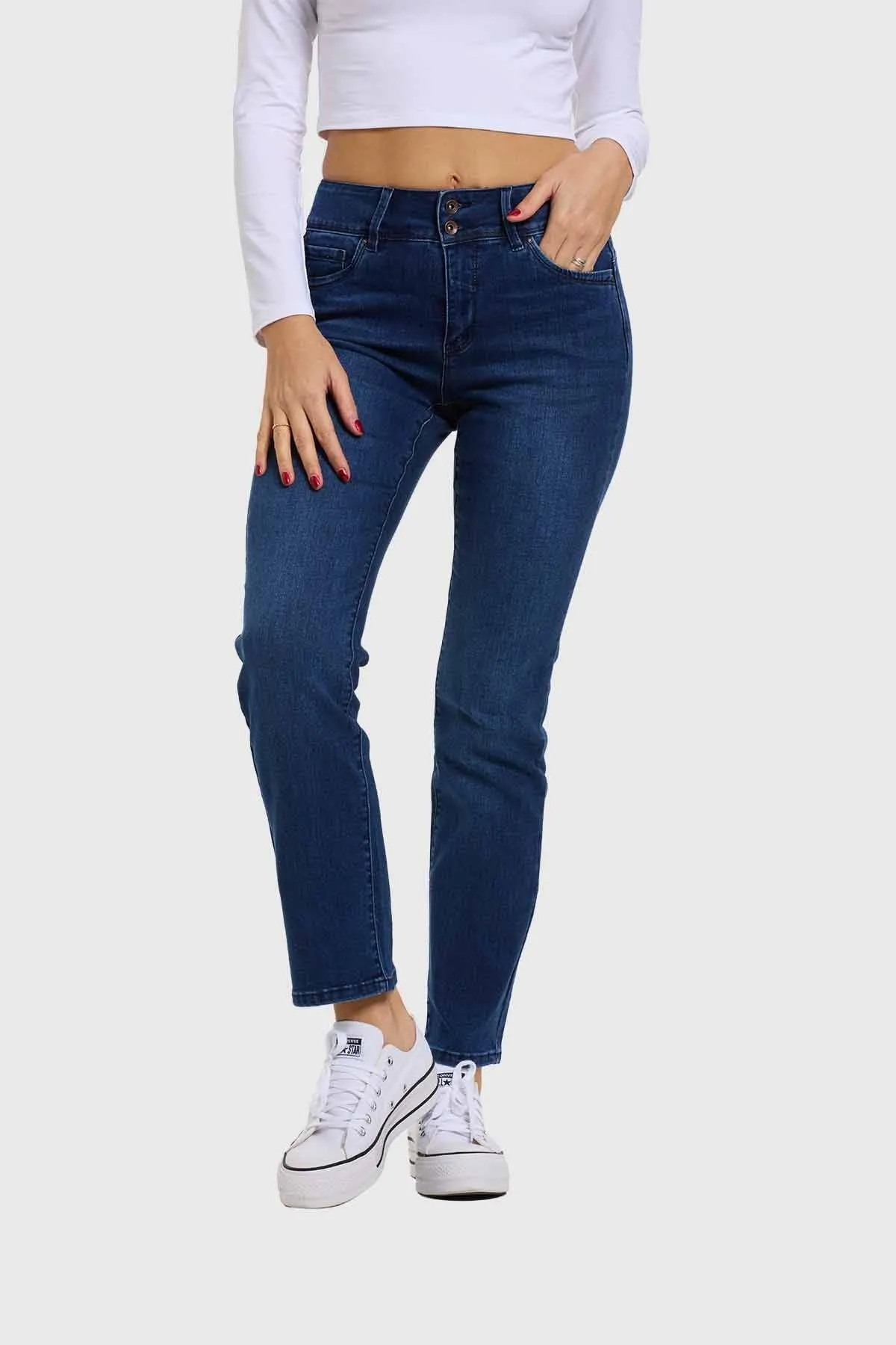 Jeans Mujer Flo Recto Azul