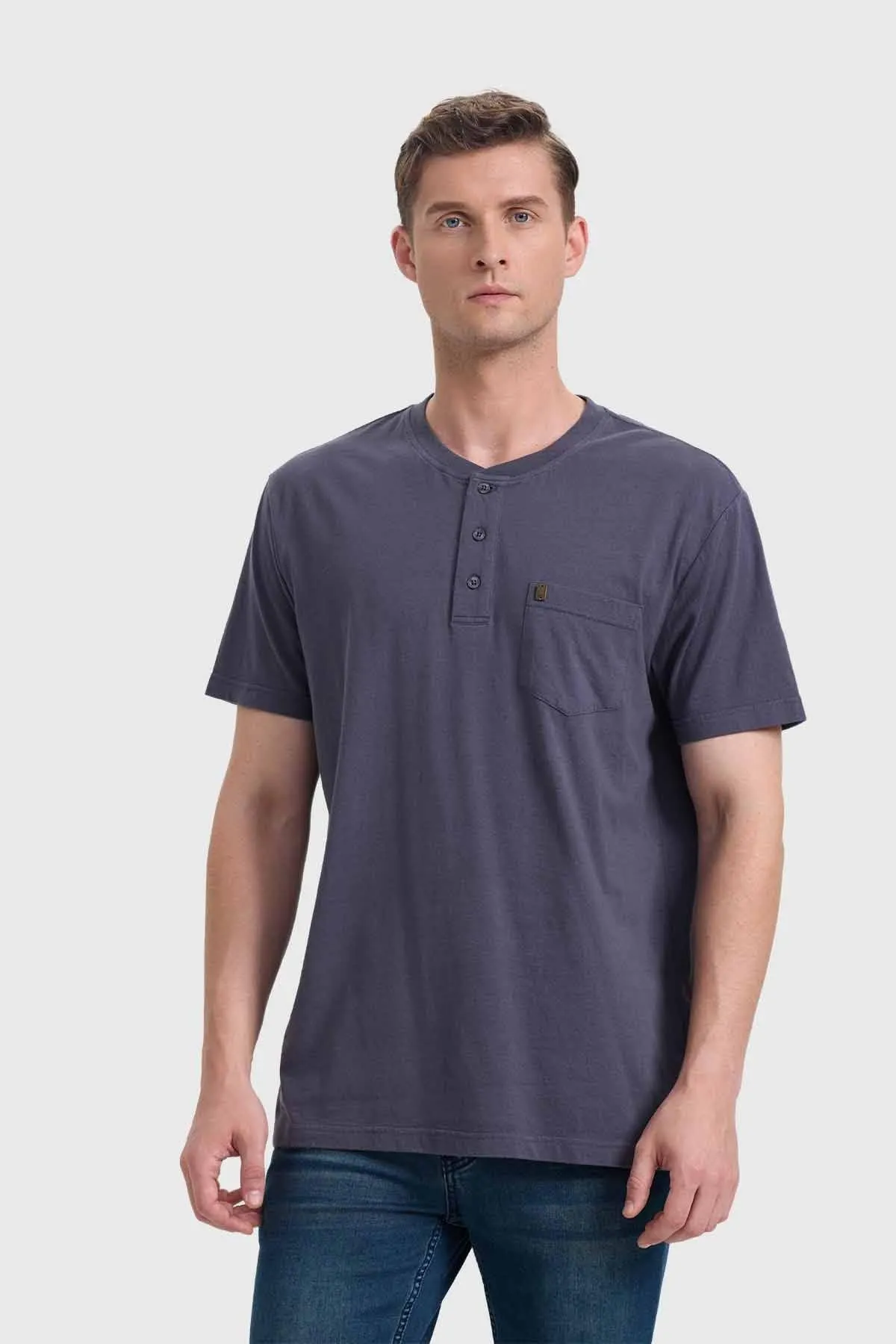 Polera Hombre Tres Botones Lavanda