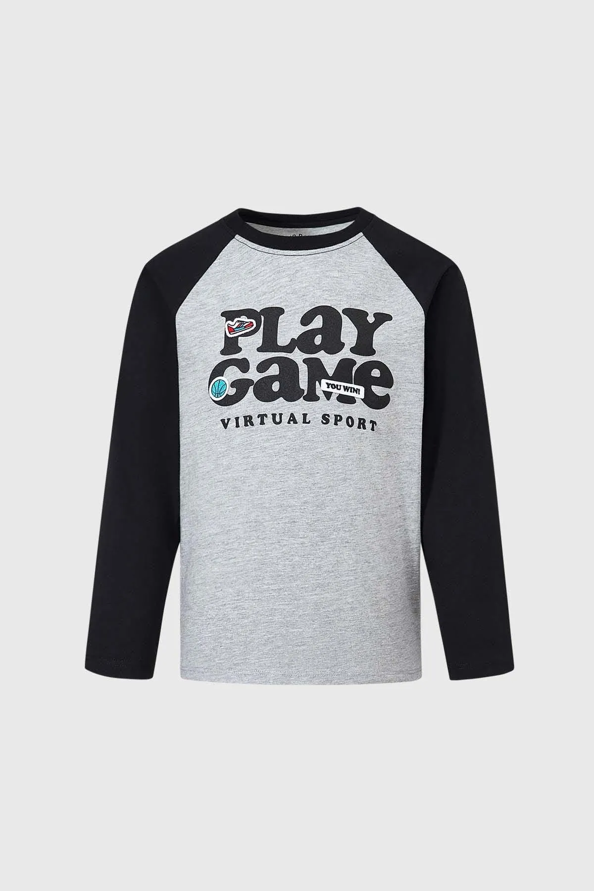 Polera Niño Parches Gris