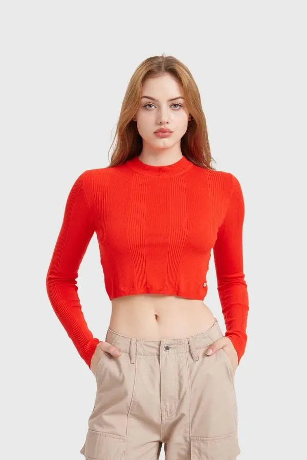 Sweater mujer crop rojo