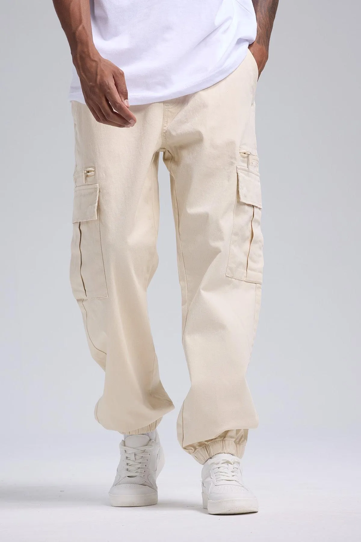 Pantalón Hombre Cargo Jogger Beige