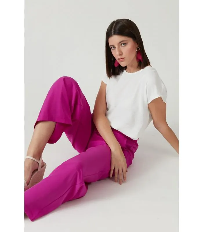 Pantalon wide leg magenta