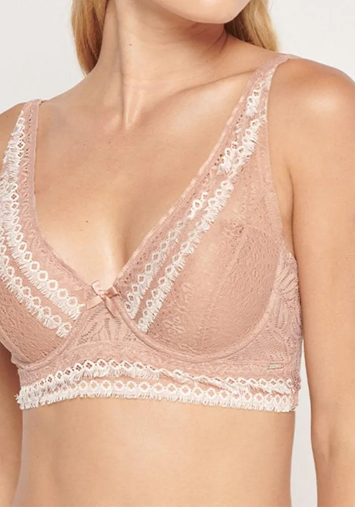 Sostén Bralette Copa D con Soft Encaje Rosado