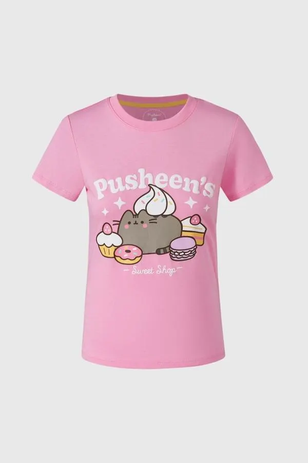 Polera niÑa pusheen rosado