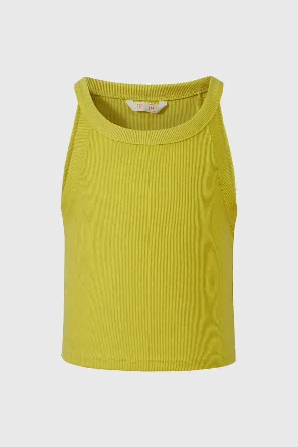 Polera niÑa liso rib pistacho