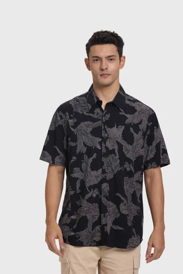 Camisa hombre full print negro