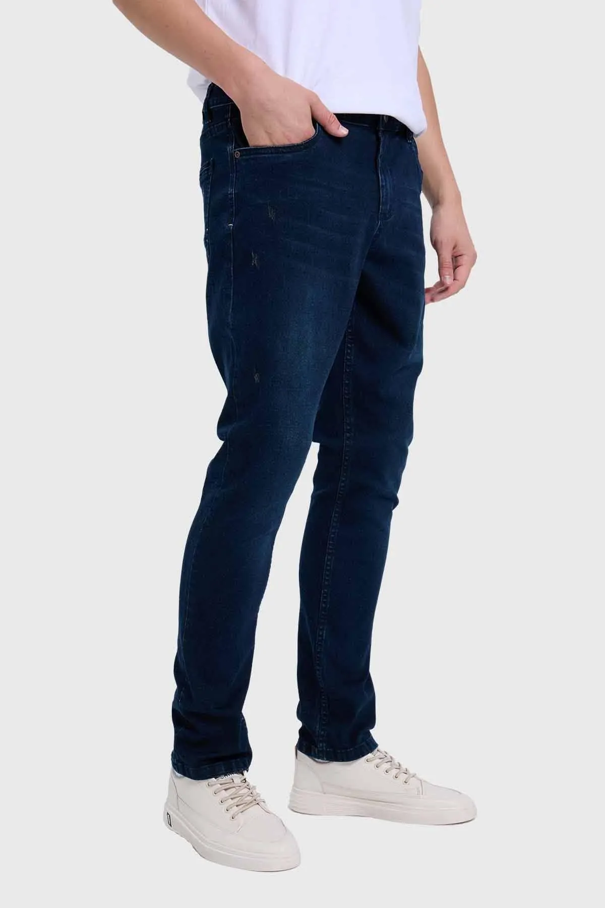 Jeans Hombre Rotura Bolsillo Azul
