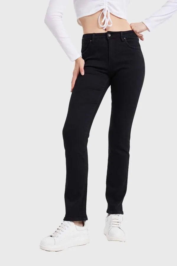 Jeans mujer recto flo tiro a negro