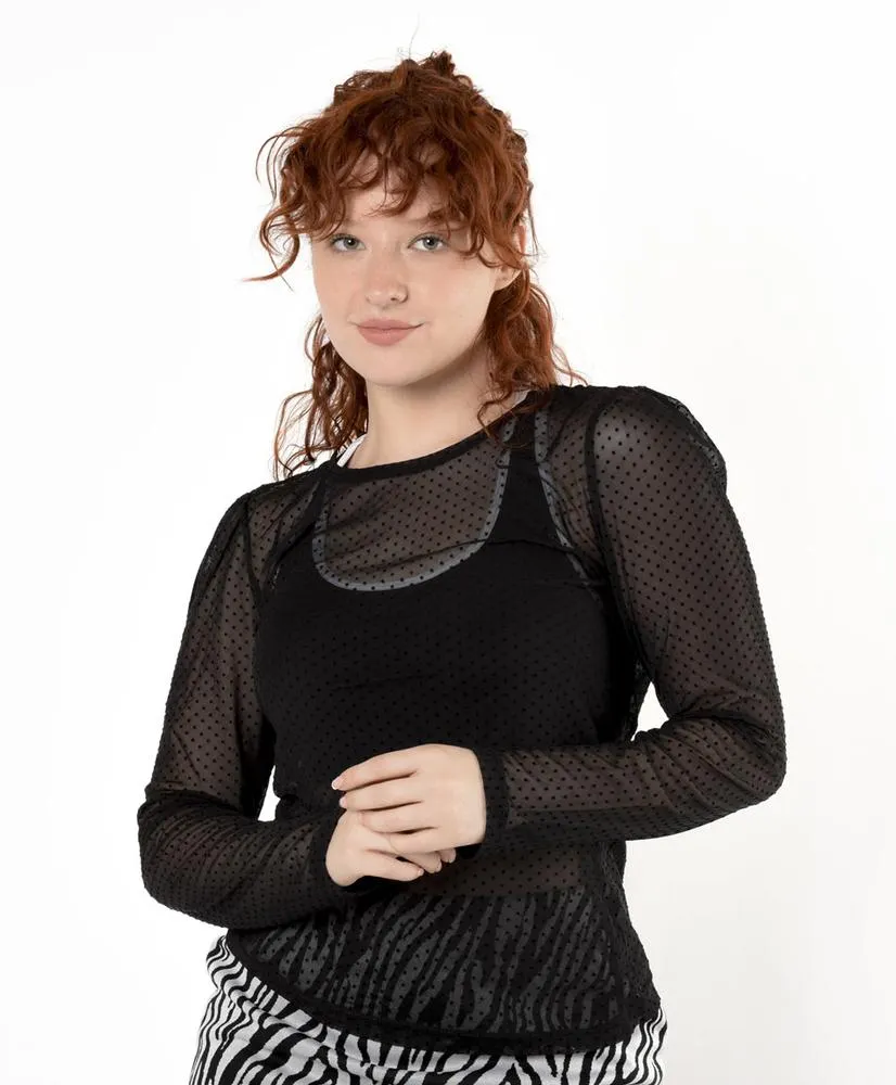 Polera mujer transparencia puntos
