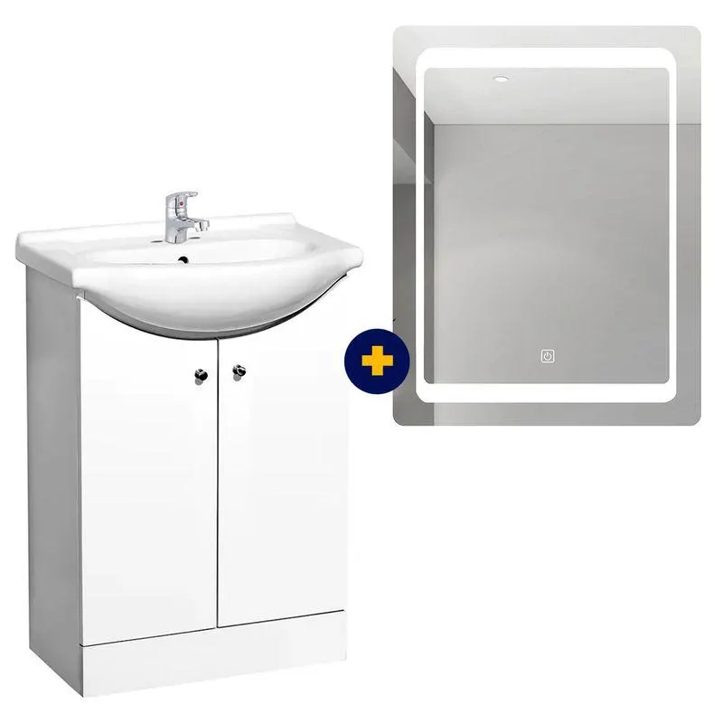 Mueble Vanitorio Ana + Espejo Rectangular Con Luz