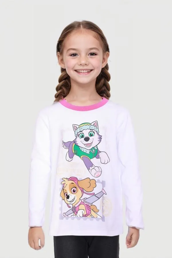 Polera niÑa paw patrol blanco
