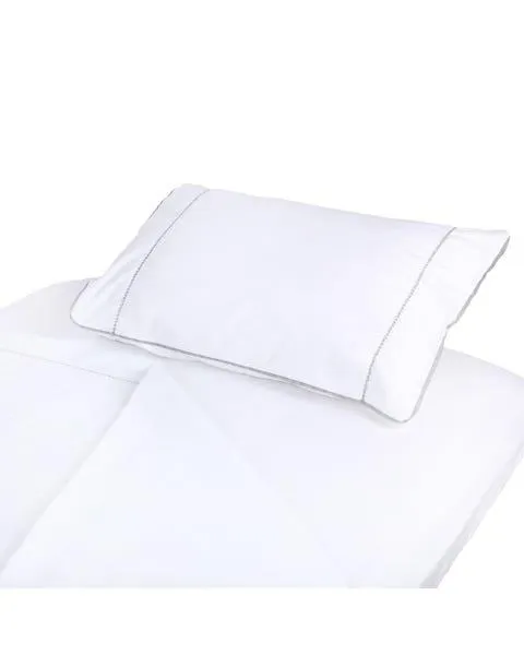 Juego De Sábanas Moisés/Colecho Lisas Más Funda Blanca Borde Gris