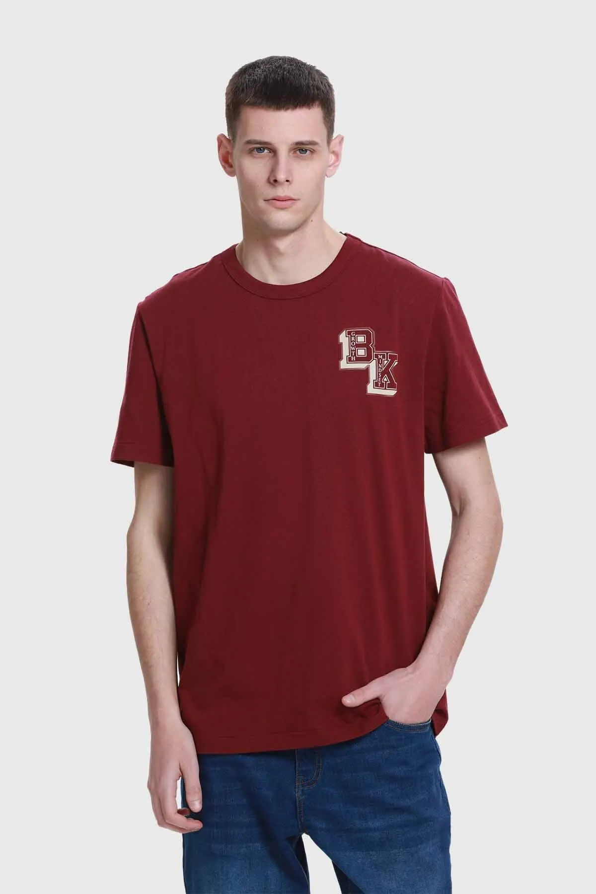 Polera Hombre Aplicación Burdeo