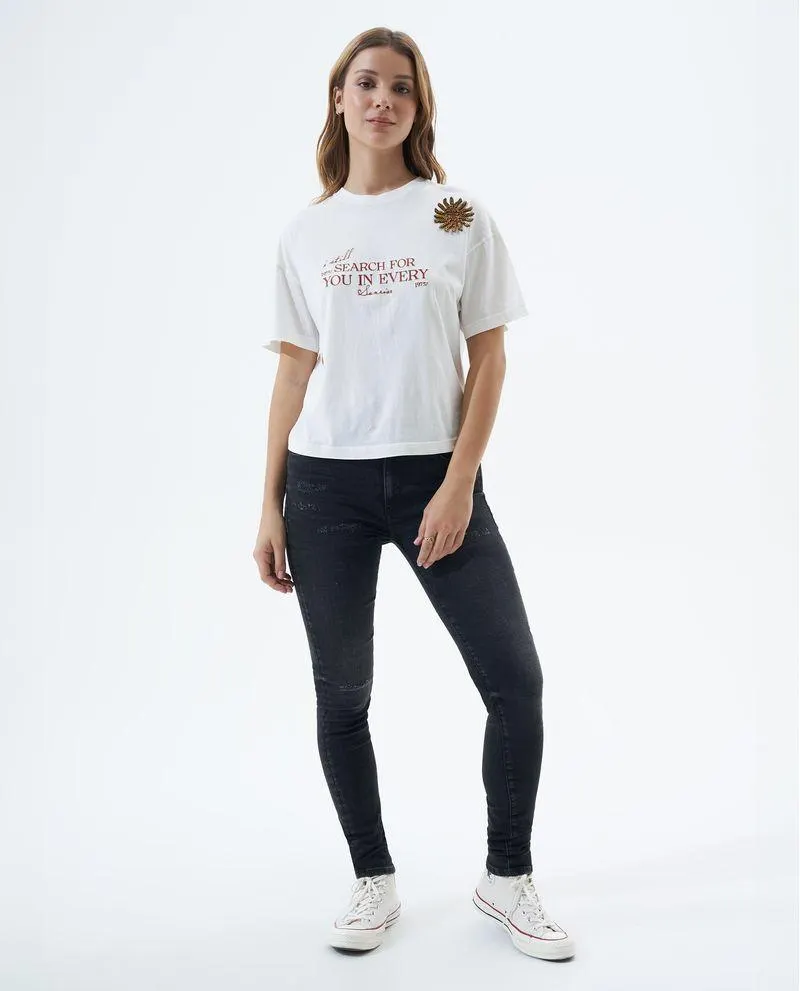 Jean Skinny fit black denim para mujer