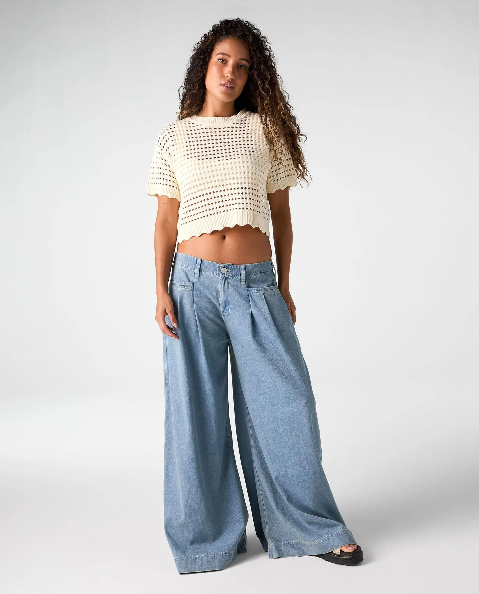 Jean Wide Leg tono medio para mujer