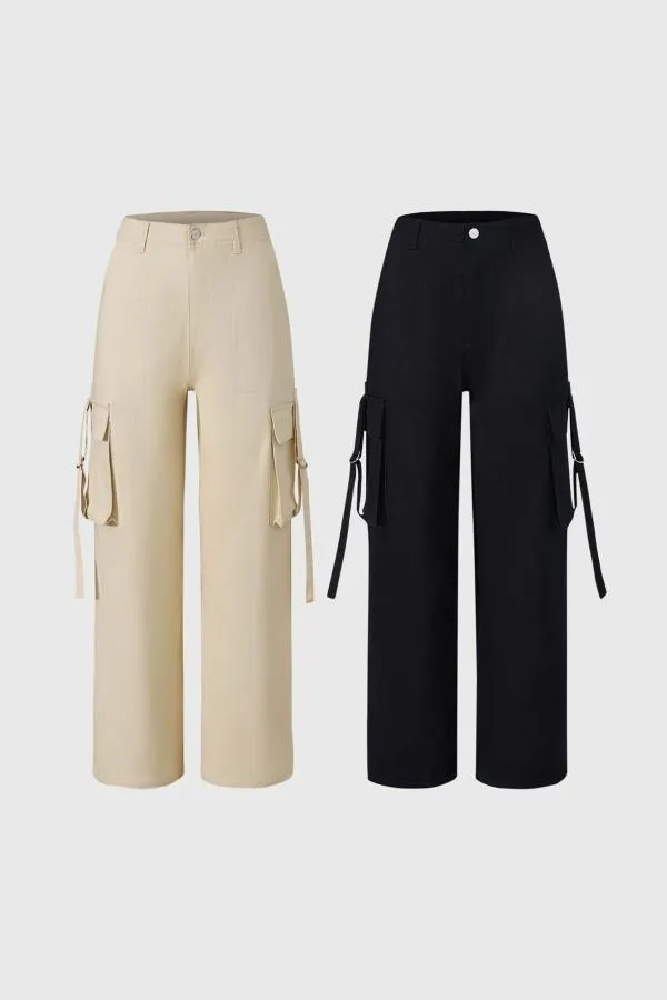 PantalÓn niÑa cargo tiras negro