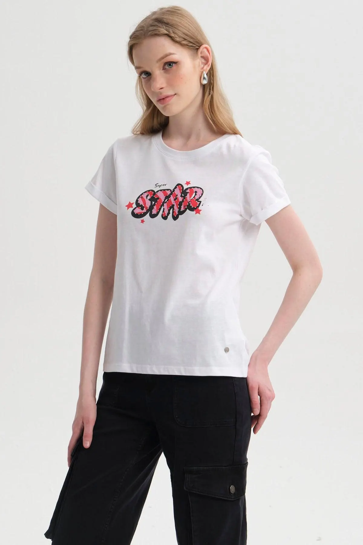 Polera Mujer Gráfica Roll Up Blanco