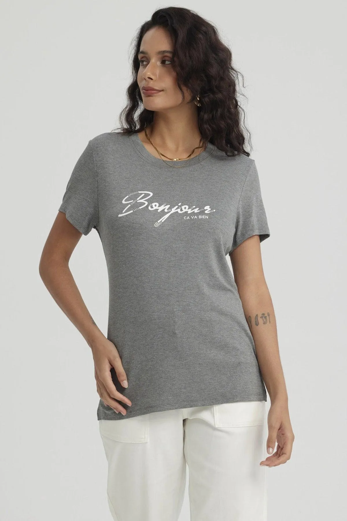 Polera Mujer Print Gris