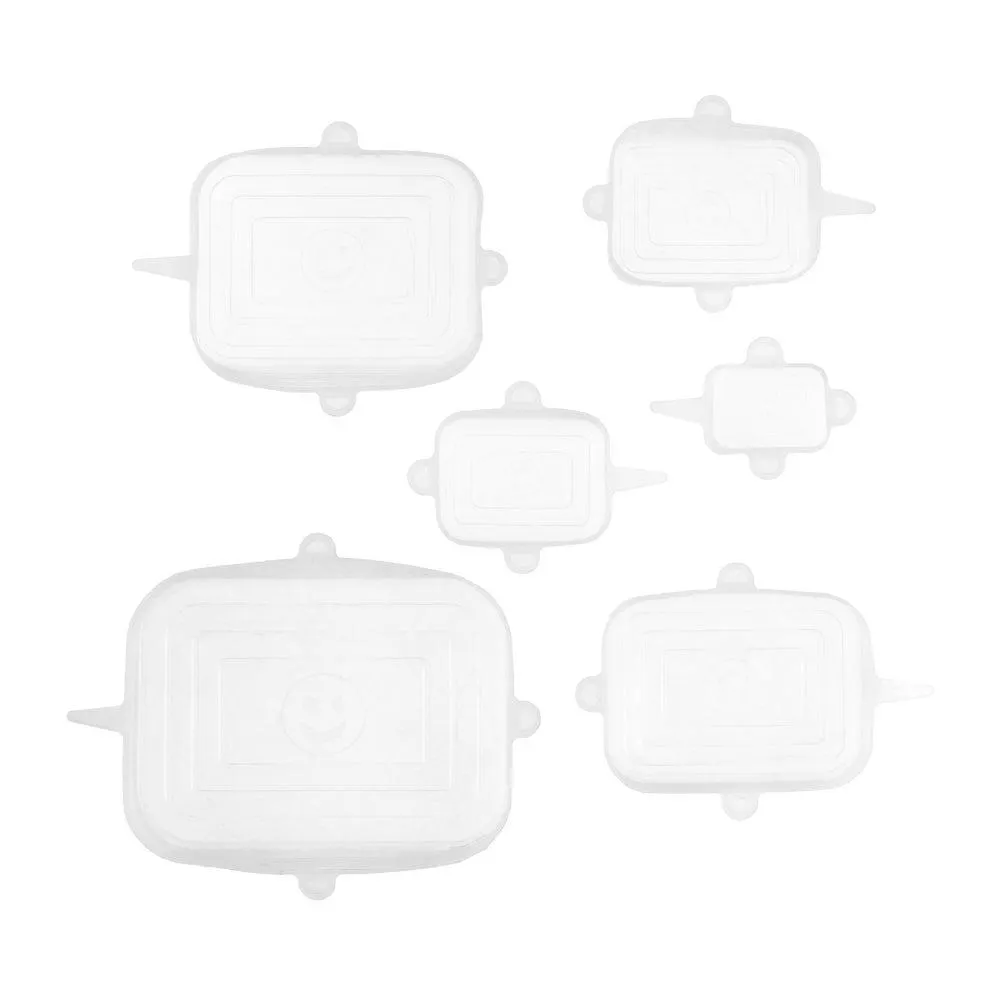 Set 6 tapas reutilizables de silicona cuadradas